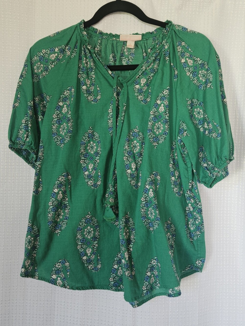 Knox Rose Green Paisley Blouse Size Small 100% Cotton